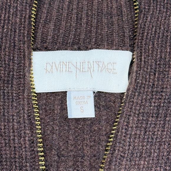 Divine Heritage x REVOLVE Cropped Henley Wool Zip Sweater Small - Picture 8 of 9